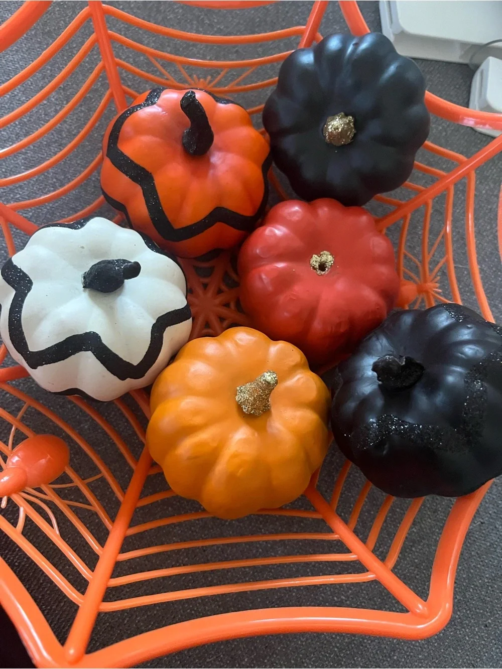 Decorative Halloween Pumpkin Set - Orange, Black, White, Red, Gold